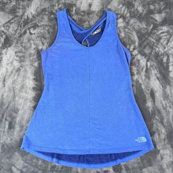 The North Face Breezeback Cuout Tank Top Size Medium Heathered Blue Soft Running - Picture 1 of 7